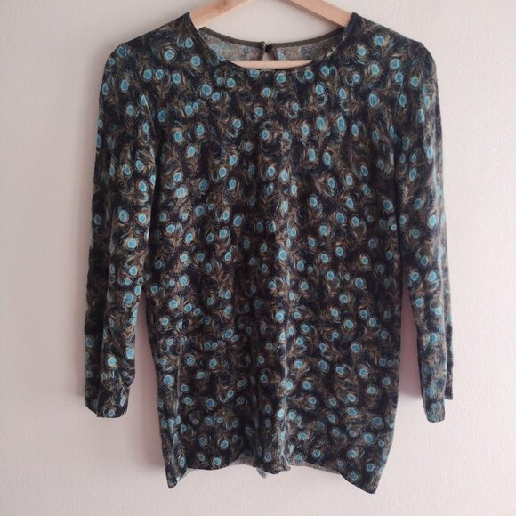Talbots Sweaters - Talbots Cashmere Peacock Feather Print Sweater XS S Super Soft Pullover